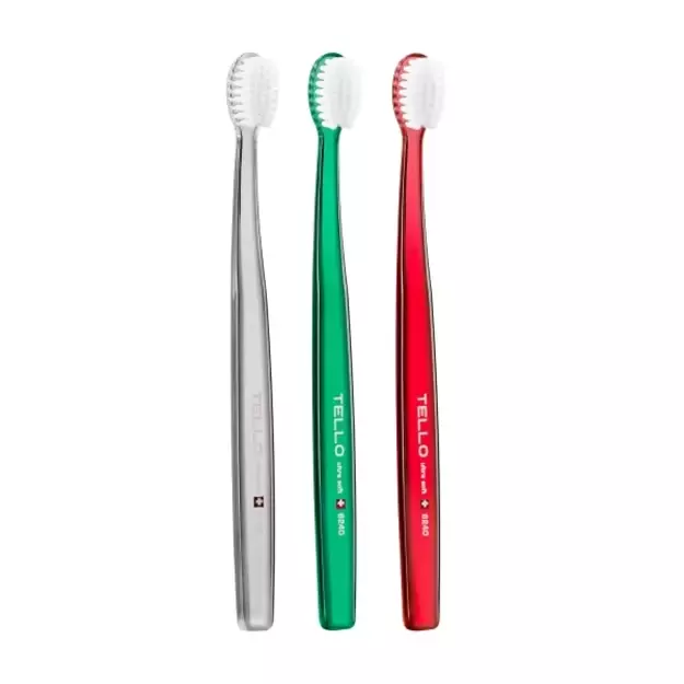 Dantų šepetėlių rinkinys, TELLO 6240 TRIO Ultra Soft, labai minkšti, 3 vnt