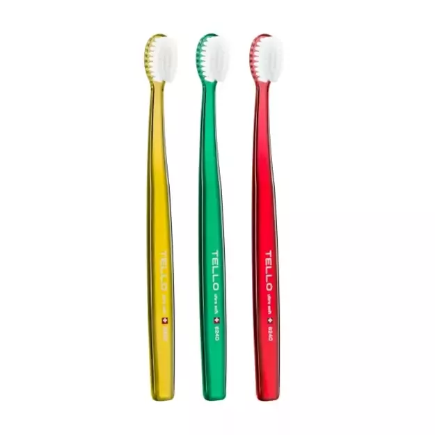 Dantų šepetėlių rinkinys, TELLO 6240 TRIO Ultra Soft, labai minkšti, 3 vnt