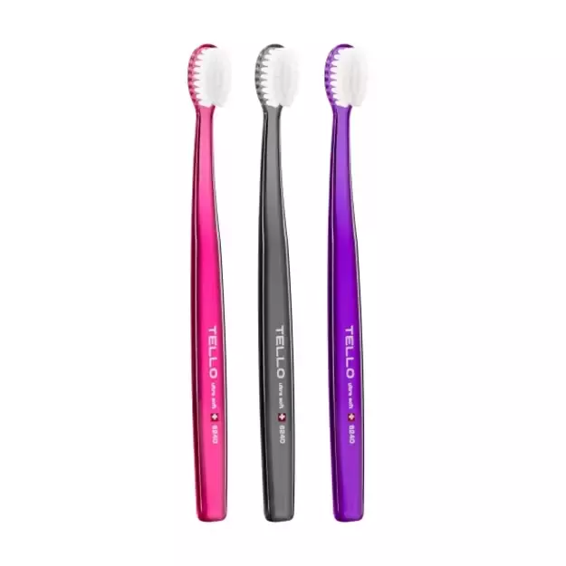 Dantų šepetėlių rinkinys, TELLO 6240 TRIO Ultra Soft, labai minkšti, 3 vnt