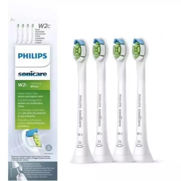 Kompaktiškos elektrinio dantų šepetėlio galvutės PHILIPS Sonicare W2c Optimal White, HX6074/27, baltos spalvos, 4 vnt