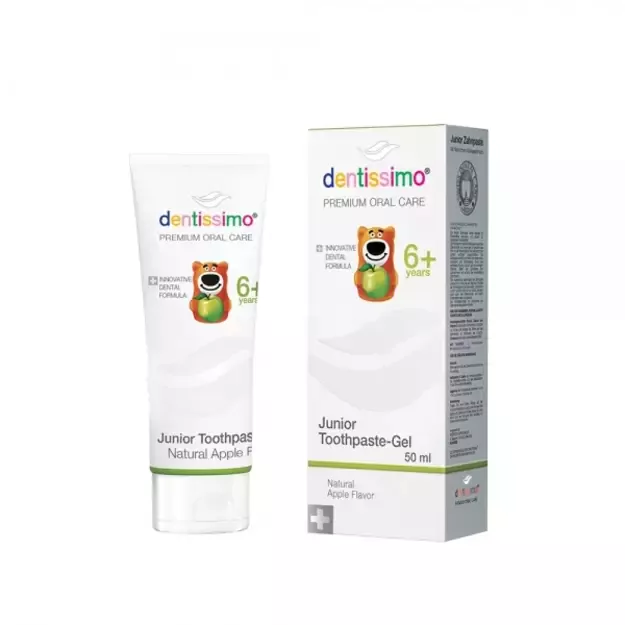 Vaikiška dantų pasta DENTISSIMO Junior, nuo 6 m., obuolių skonio, 50 ml