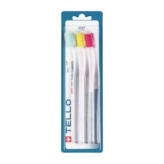 Dantų šepetėlių rinkinys, TELLO 4920 TRIO Soft, minkšti, 3 vnt.