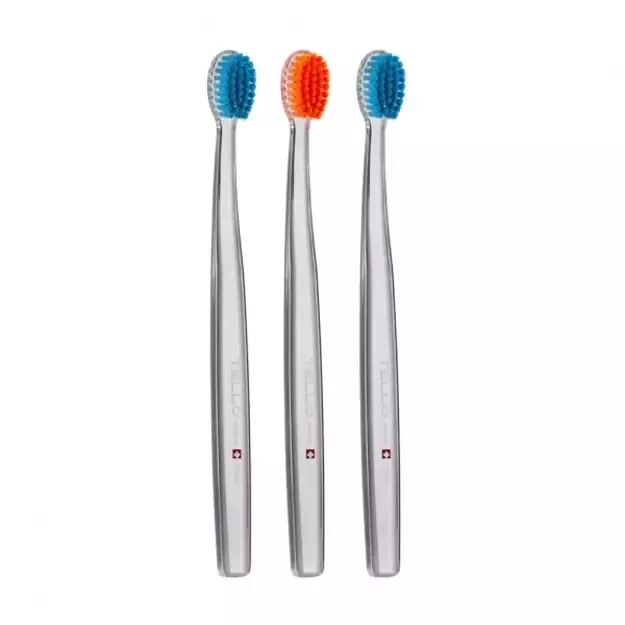Dantų šepetėlių rinkinys, TELLO 3940 TRIO, vidutinio minkštumo, 3 vnt